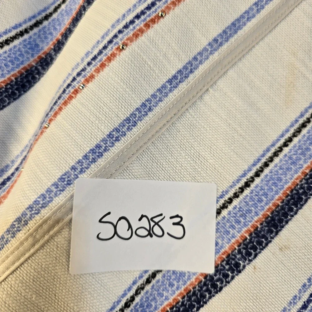 White‎ House Black Market Diagonal Stripe Pencil Skirt Blue Orange White Size 12